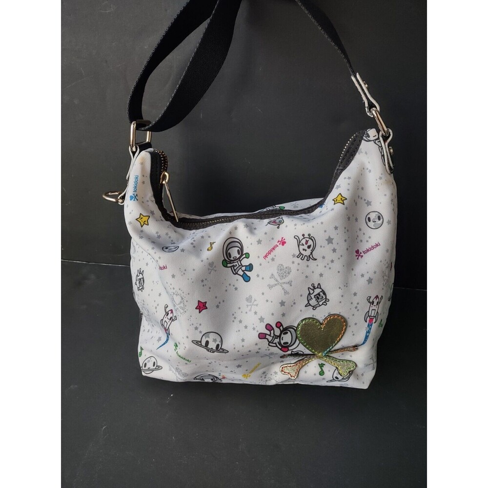 TOKIDOKI Astronauta Space Print White Handbag Purse w/ Adjustable Strap